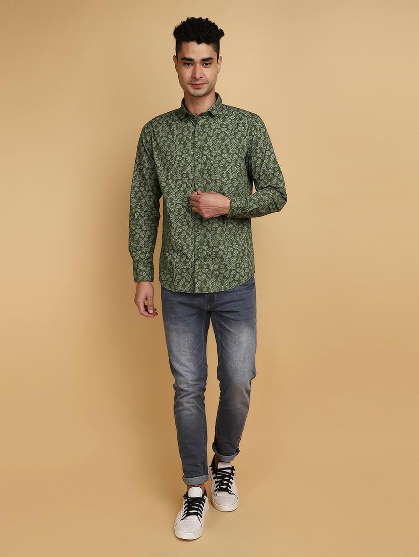 men green regular fit printed casual shirt - 20826539 - Standard Image - 3