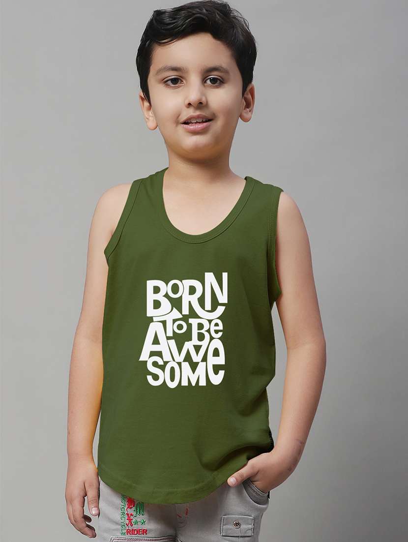 boys typography print cotton vest
