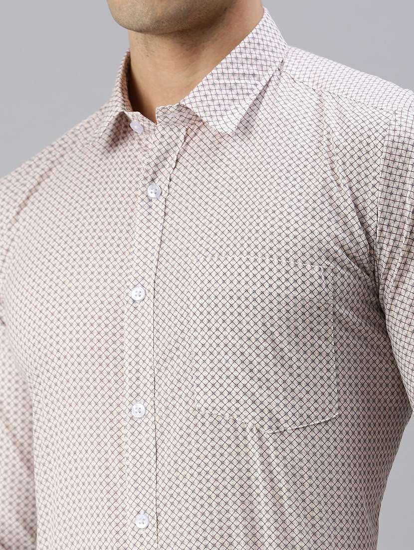 beige cotton blend printed casual shirt - 20827317 - Standard Image - 3