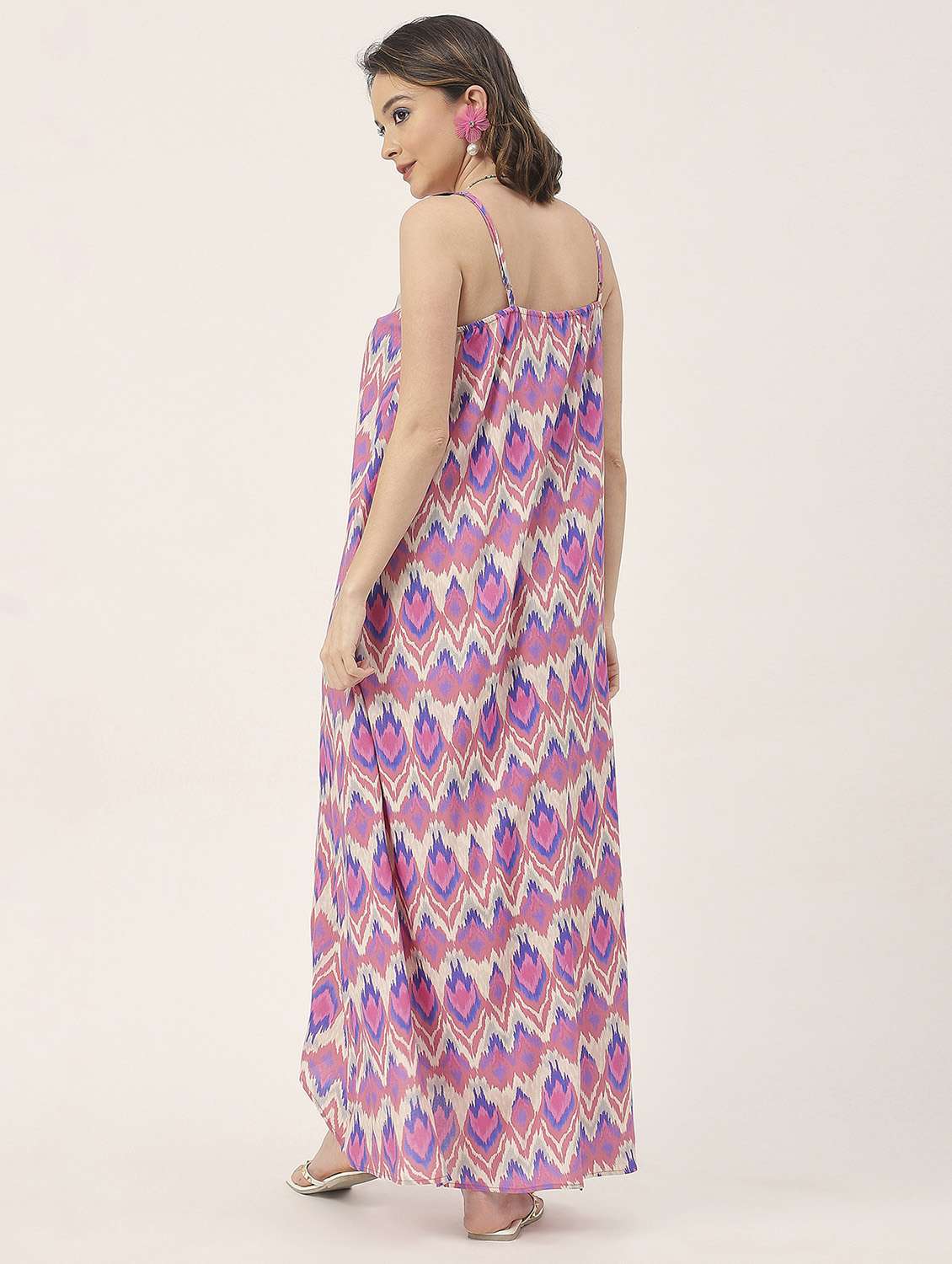 women multicolored ikat printed high low dress - 20827656 -  Standard Image - 3