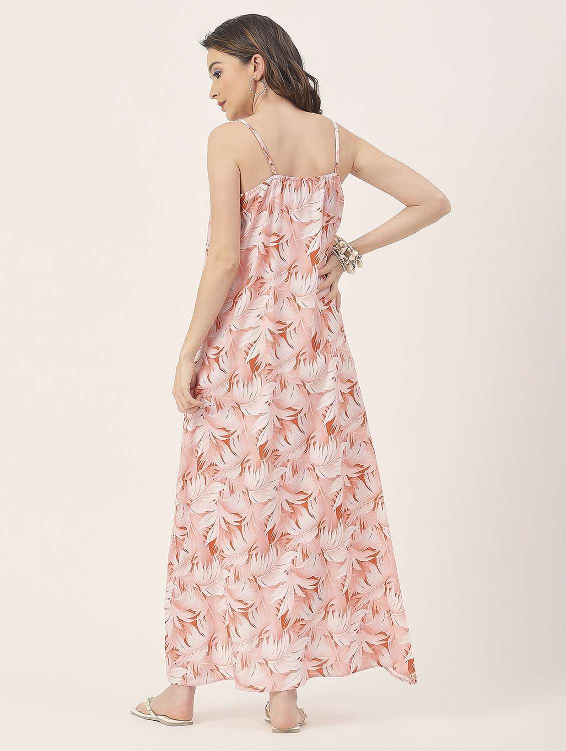 women orange tropical printed high low dress - 20827658 -  Standard Image - 3