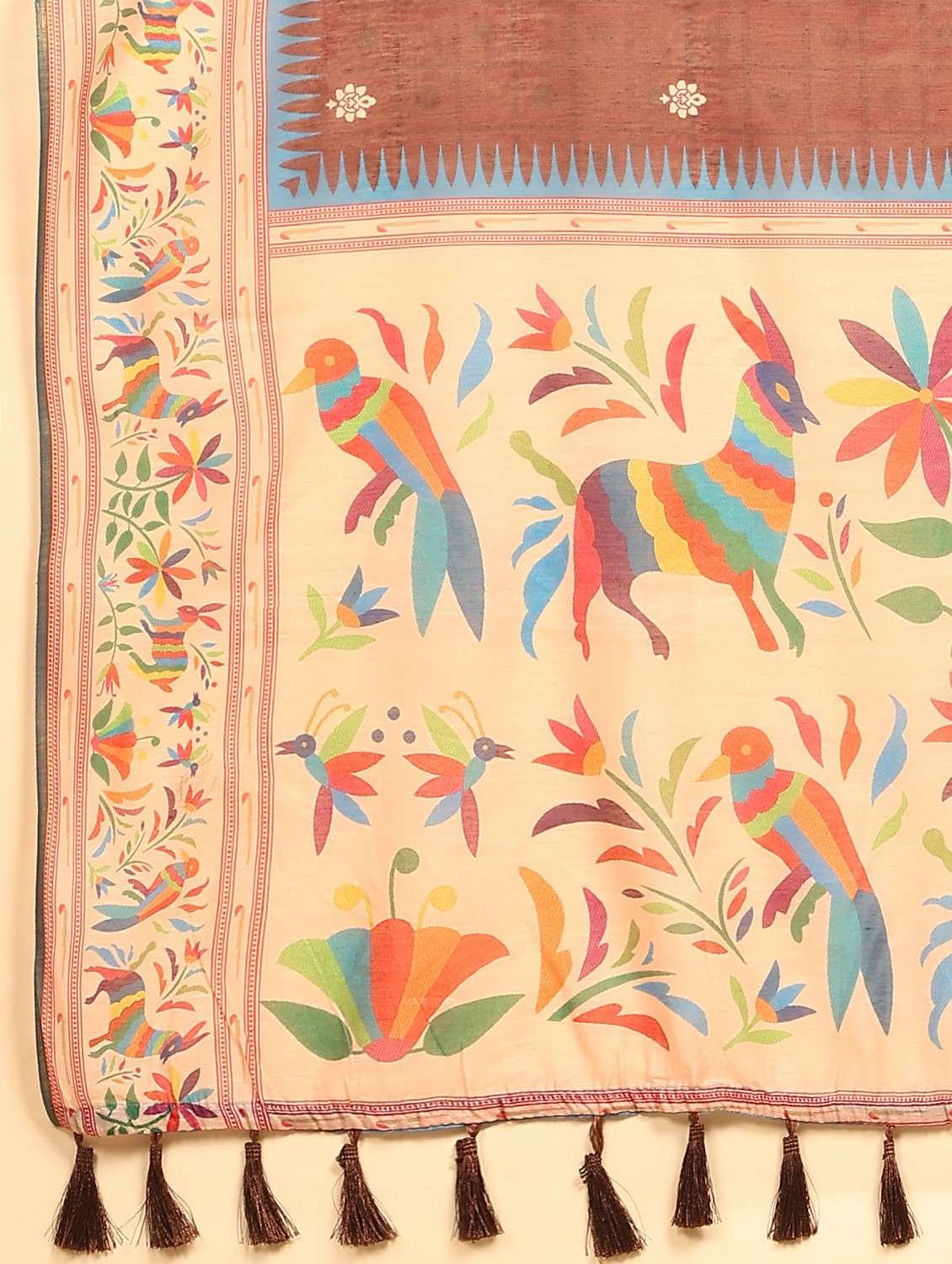 women brown self design paithani saree with blouse - 20827707 -  Standard Image - 5