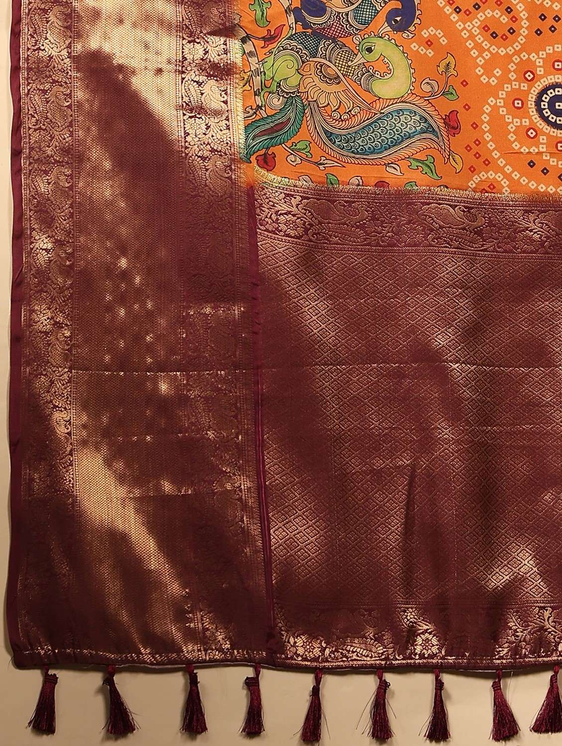 women orange bandhani bordered saree - 20827713 - Standard Image - 5