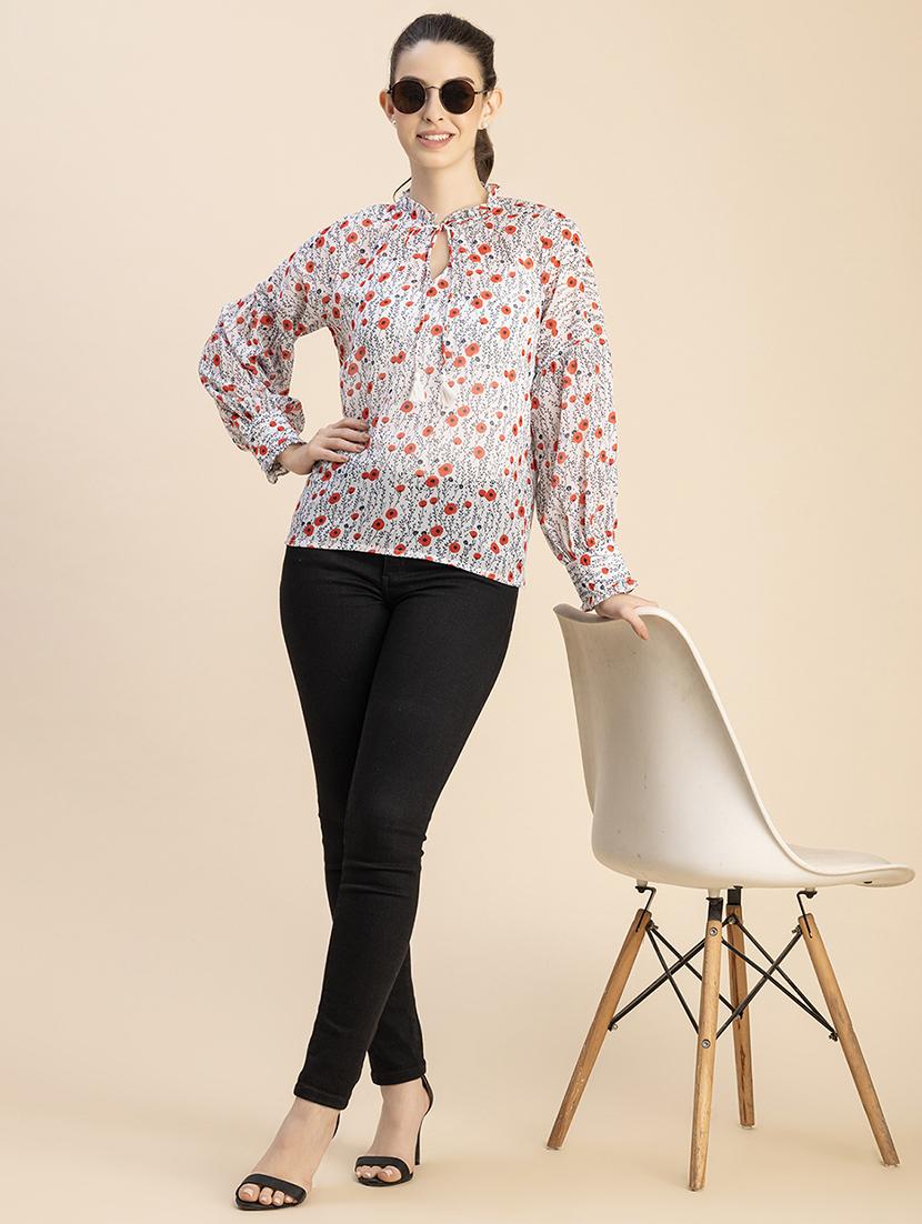 women off-white floral printed regular top - 20827958 - Standard Image - 3