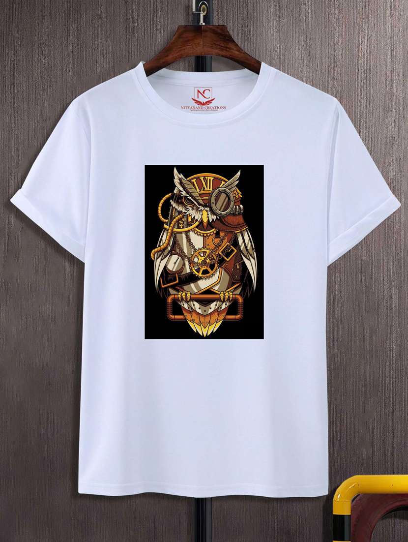 white graphic round neck t-shirts