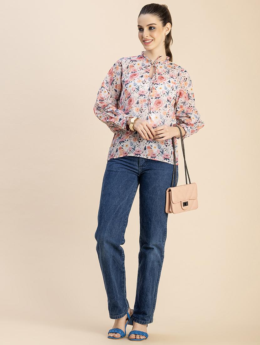multi coloured floral printed regular top - 20828398 - Standard Image - 3