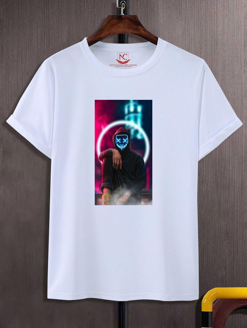 white graphic round neck t-shirts - 20828580 -  Zoom Image - 0