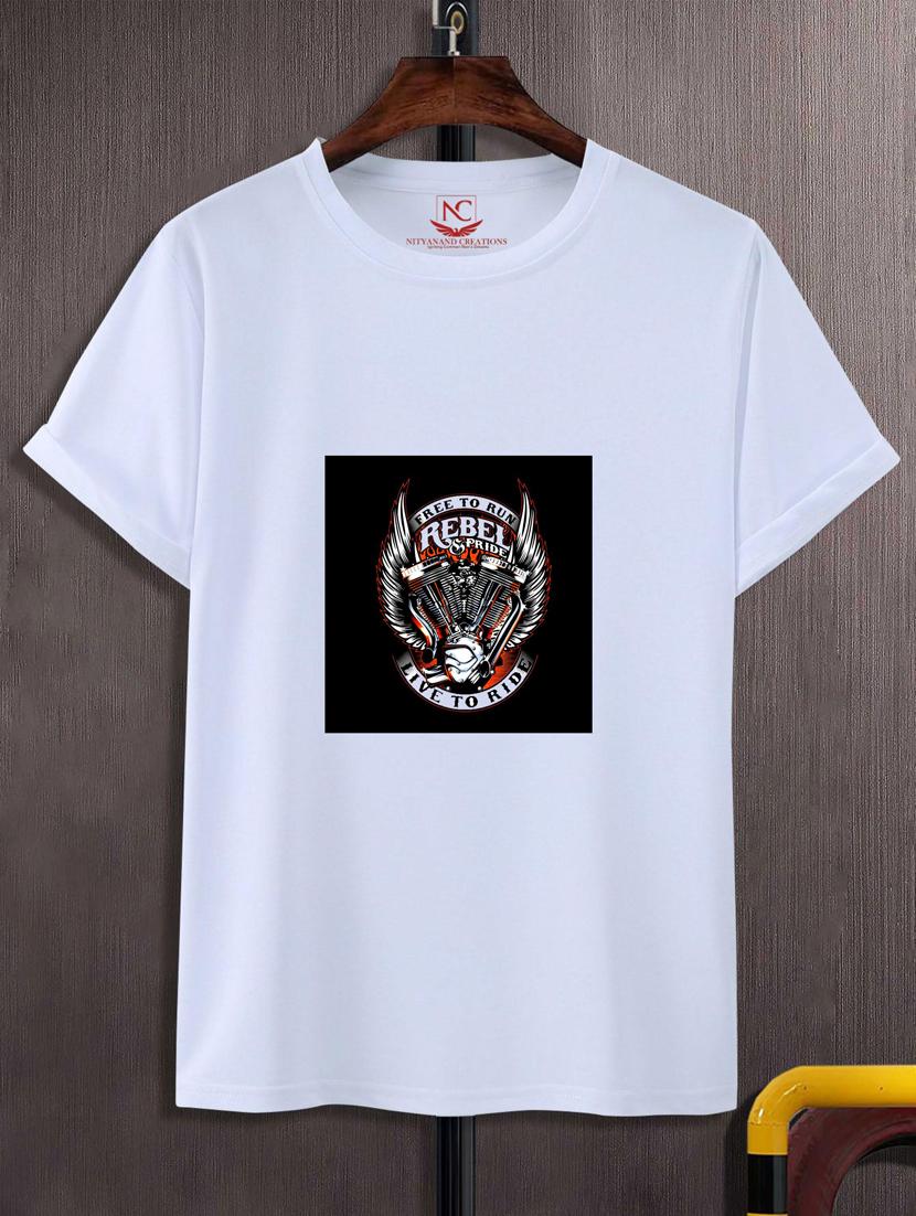 white graphic round neck t-shirts - 20828701 - Zoom Image - 0