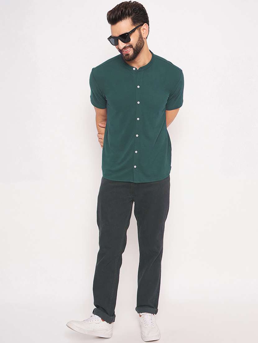 teal cotton blend casual shirt - 20828772 - Standard Image - 3