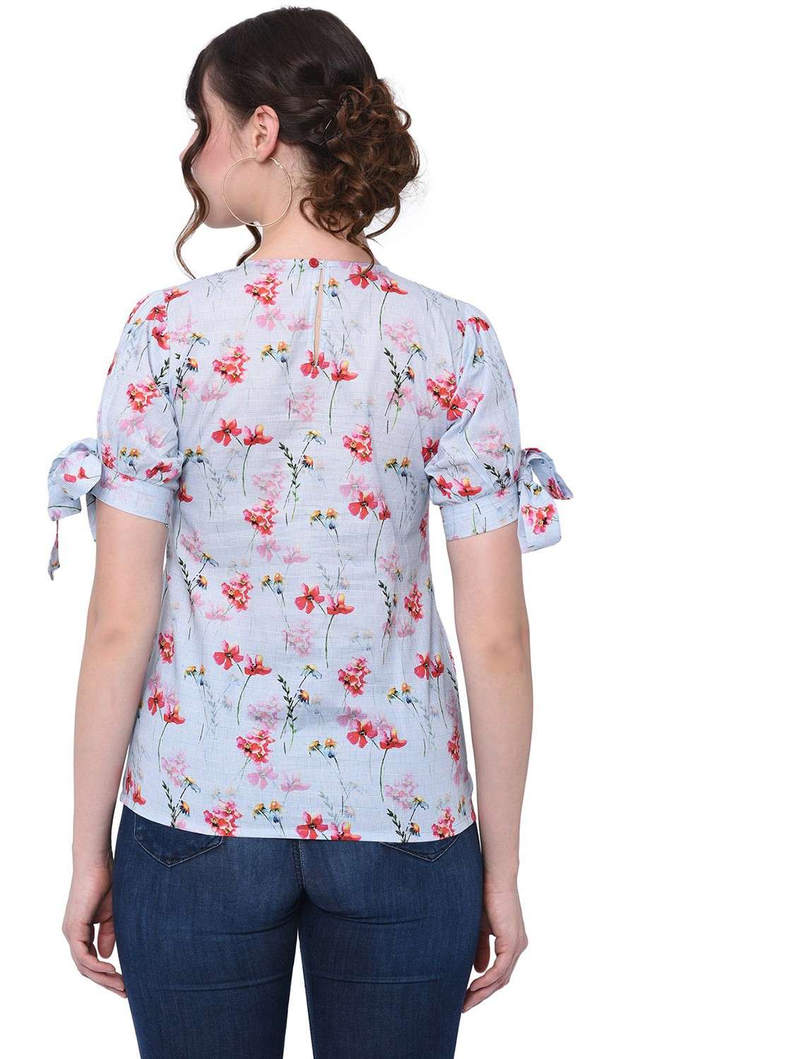 light blue floral print cotton top - 20829486 - Standard Image - 3