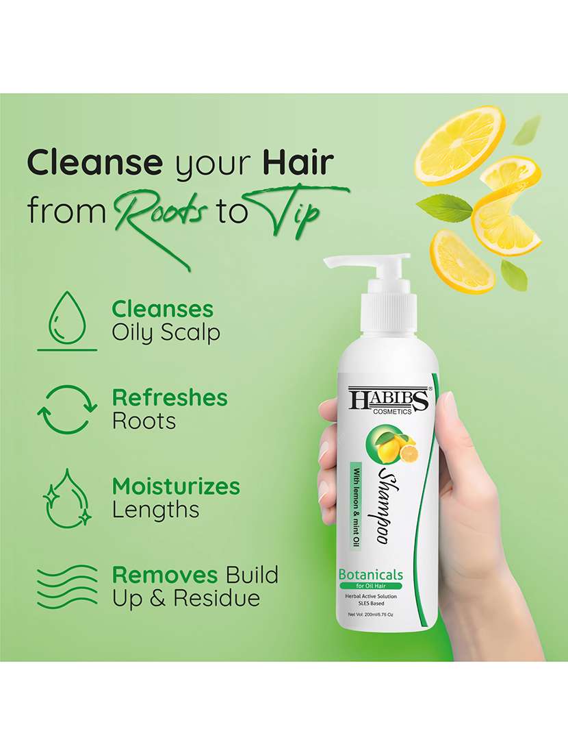 habibs professional oil control shampoo for oily hair and scalp anti dandruff with natural lemon & mint oil - 20829592 - Standard Image - 3