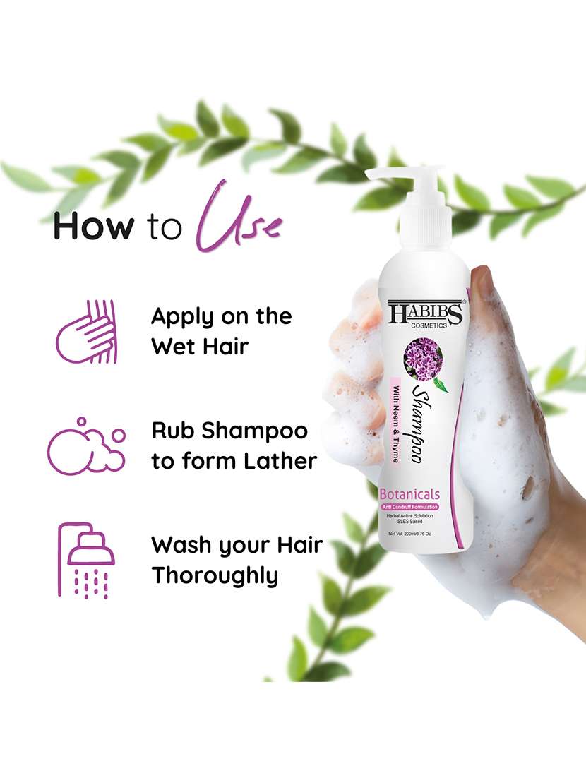 habibs professional anti-dandruff shampoo reduction in flaking, itching, & dry scalp with neem tulsi & thyme - 20829594 - Standard Image - 3