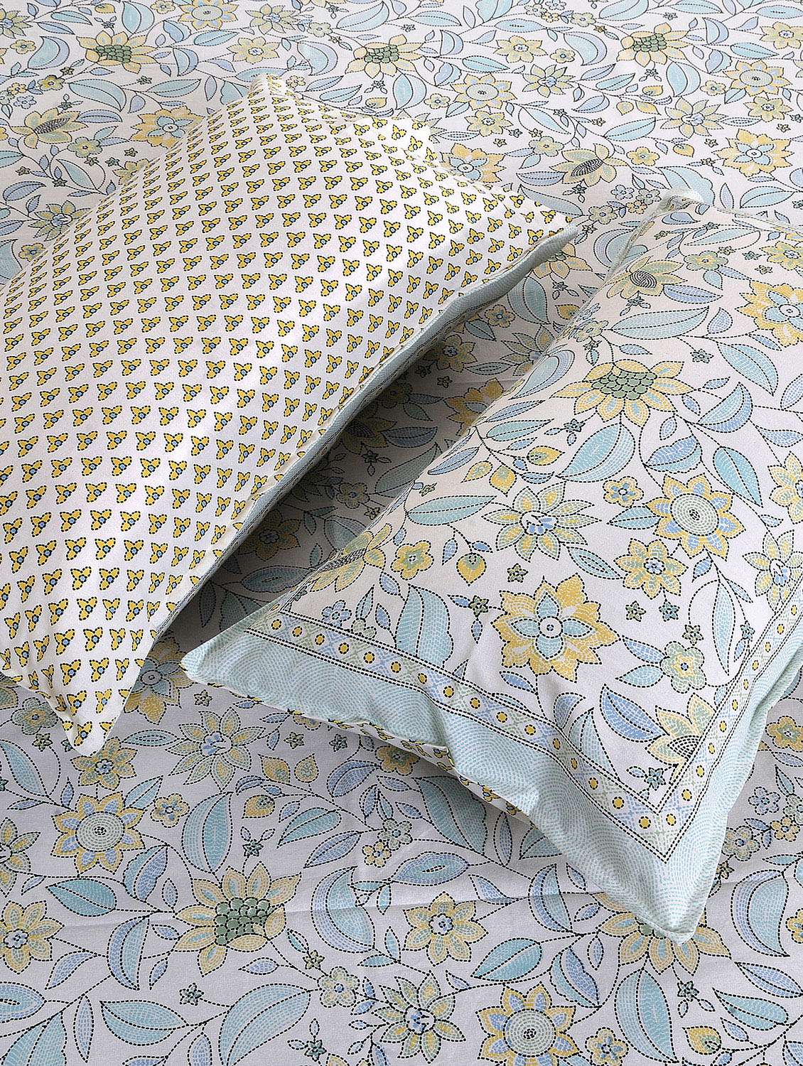 texstylers cotton printed kantha pattern traditional jaipuri queen size bedsheet with 2 pillow covers - 20829799 -  Standard Image - 3