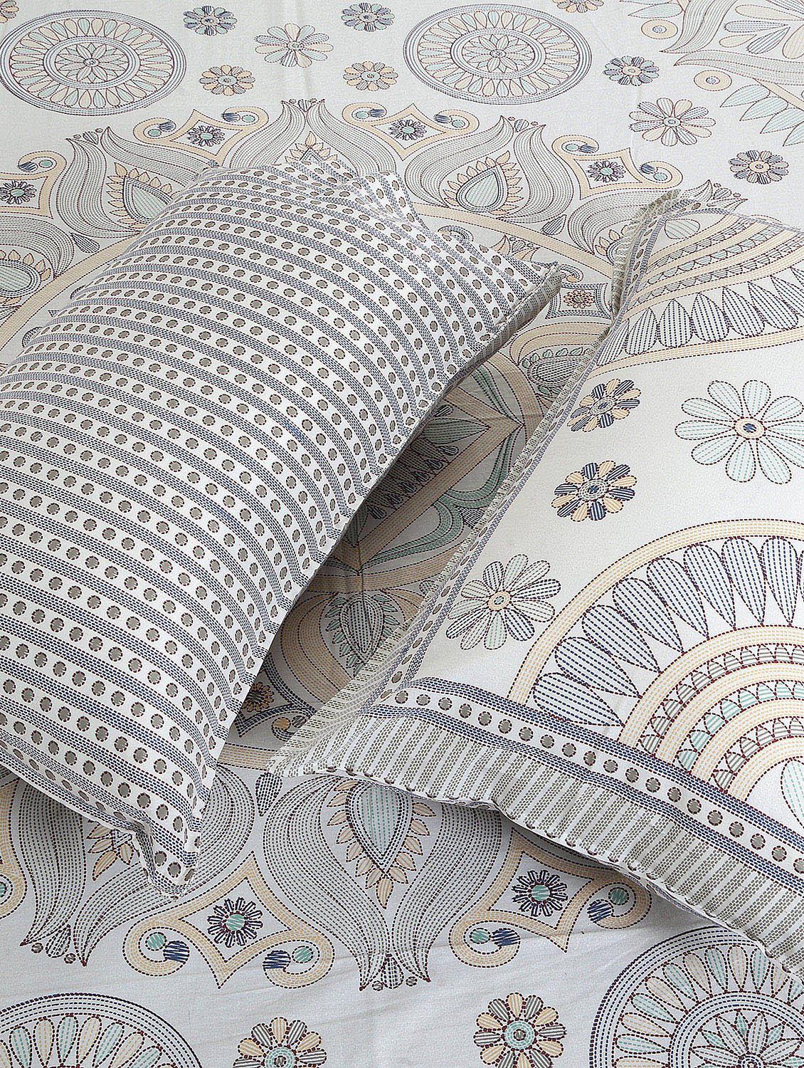 texstylers cotton printed kantha pattern traditional jaipuri queen size bedsheet with 2 pillow covers - 20829803 - Standard Image - 3