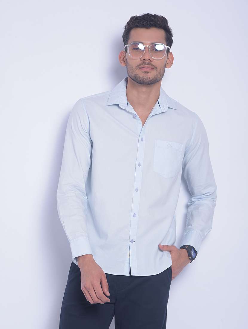 blue cotton casual shirt