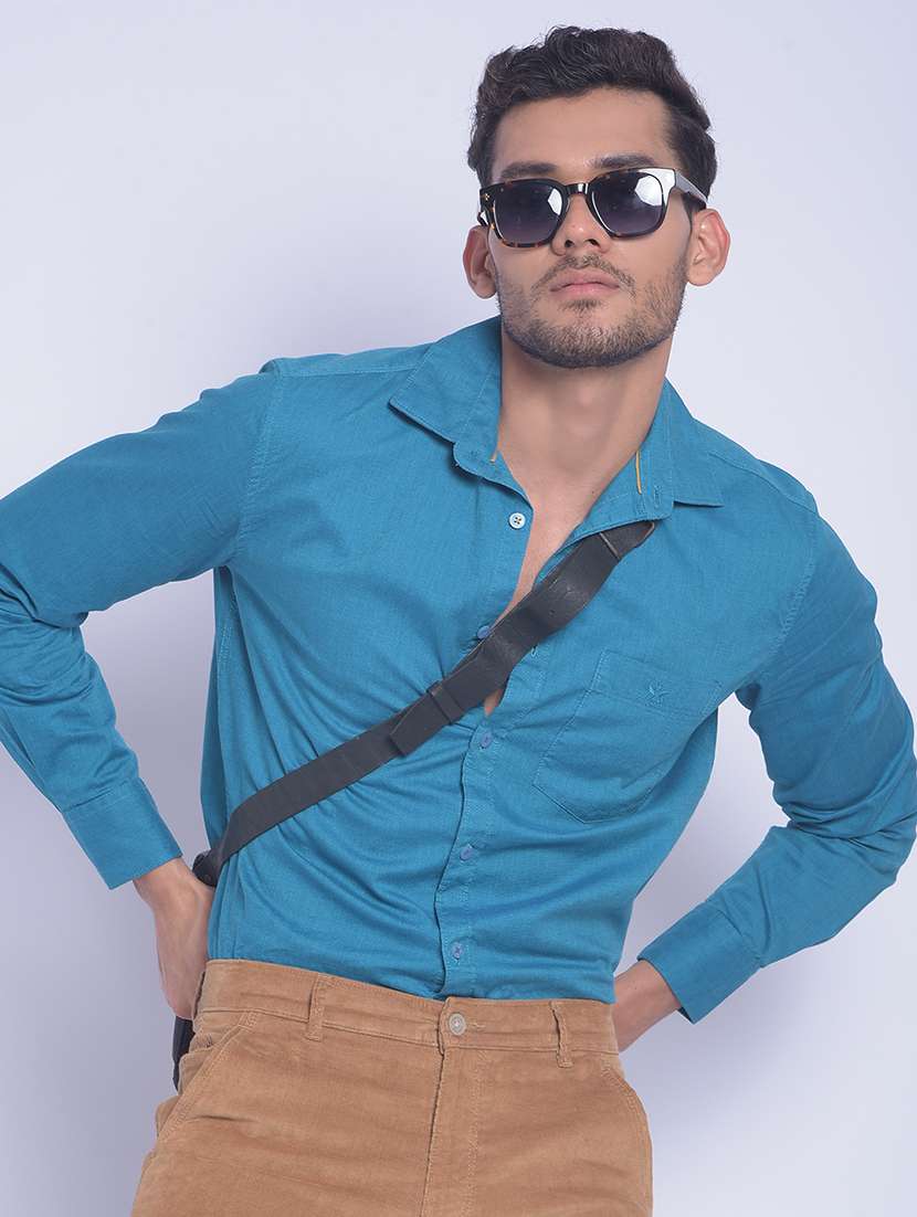 blue cotton casual shirt - 20829845 -  Standard Image - 3