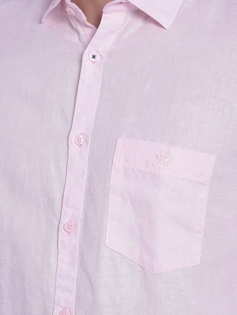 pink linen blend casual shirt - 20829847 -  Standard Image - 5