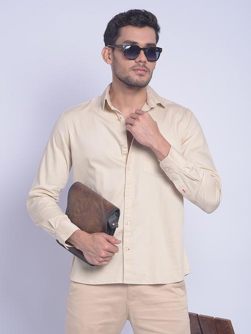 beige cotton casual shirt - 20829848 - Standard Image - 0