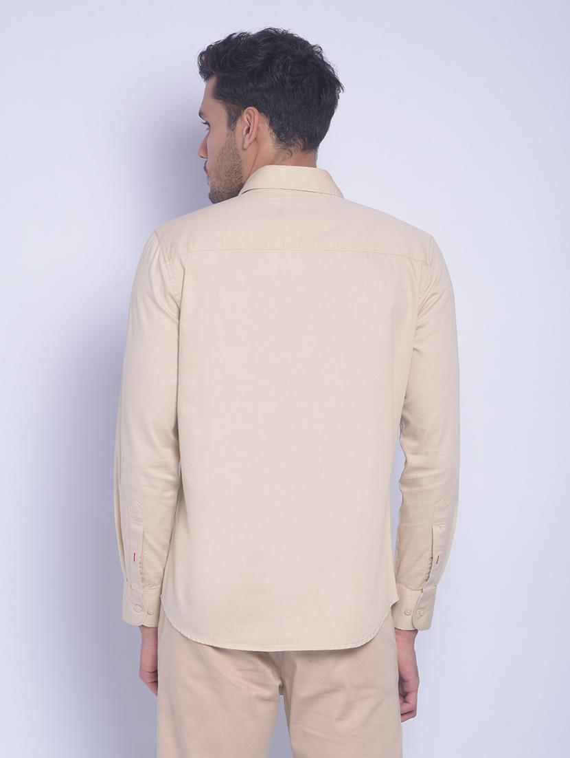 beige cotton casual shirt - 20829848 - Standard Image - 3