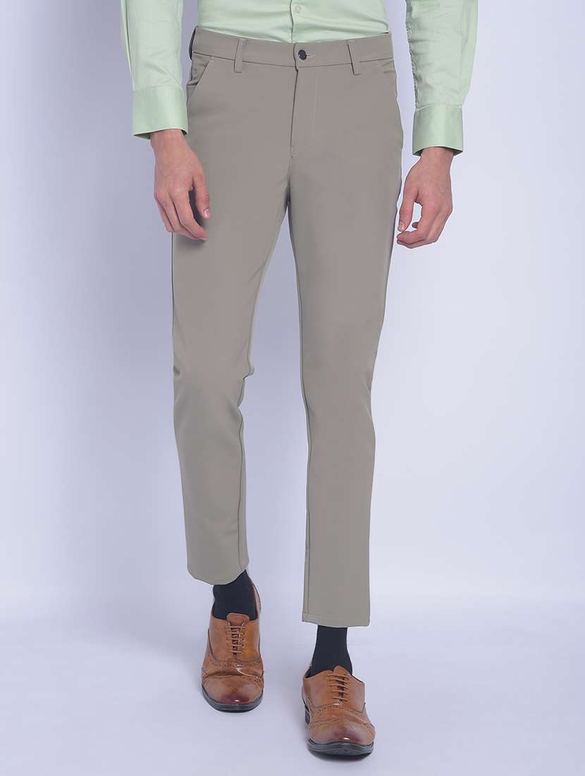 men solid flat front casual trouser - 20829919 - Zoom Image - 0