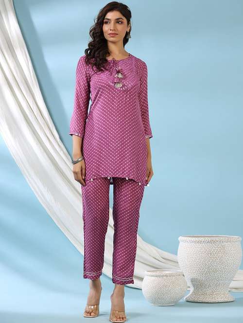 purple silk coord set - 20829972 -  Standard Image - 0