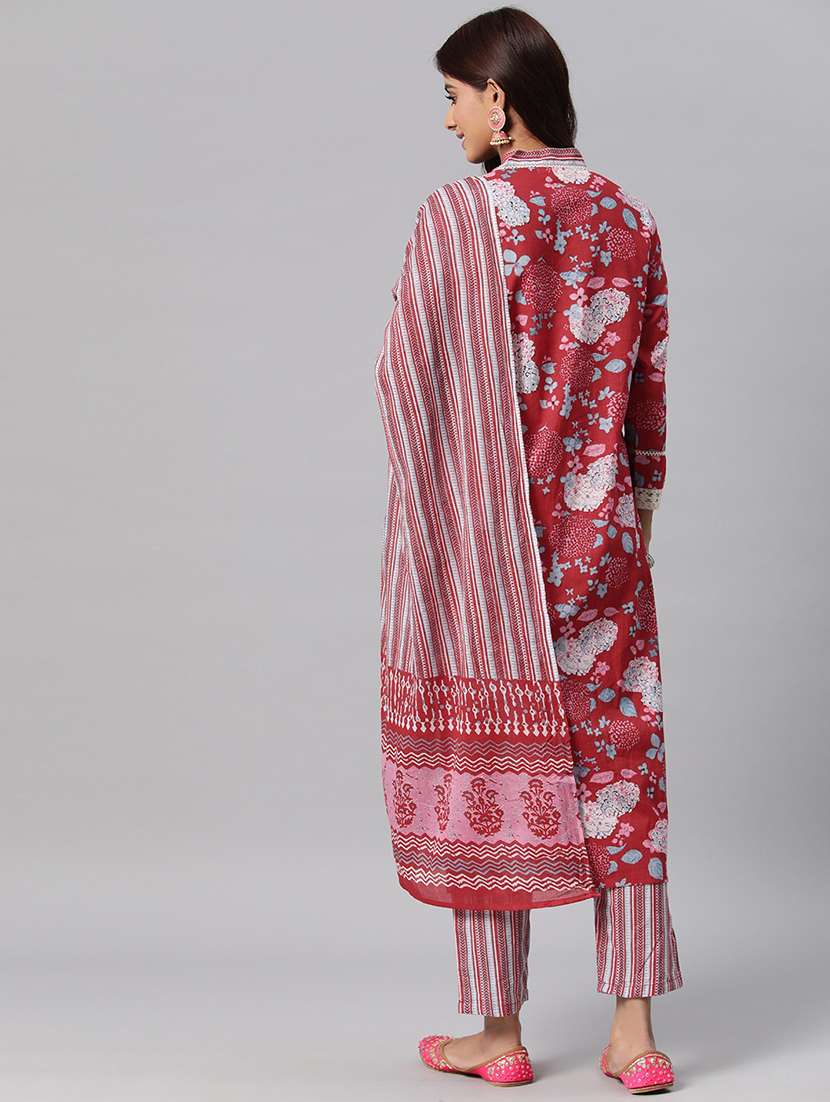 women three quarter sleeve kurta pant with dupatta set - 20830014 -  Standard Image - 3