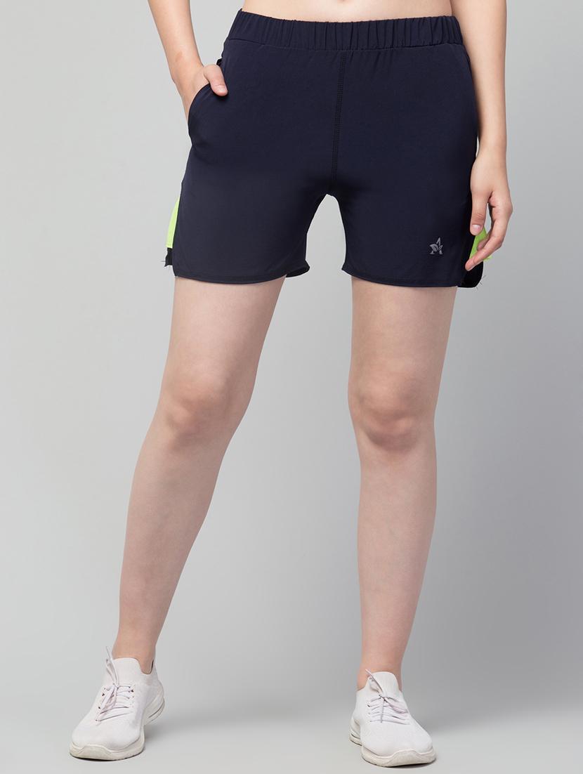 women mid rise color block sports shorts  - 20830141 -  Zoom Image - 0