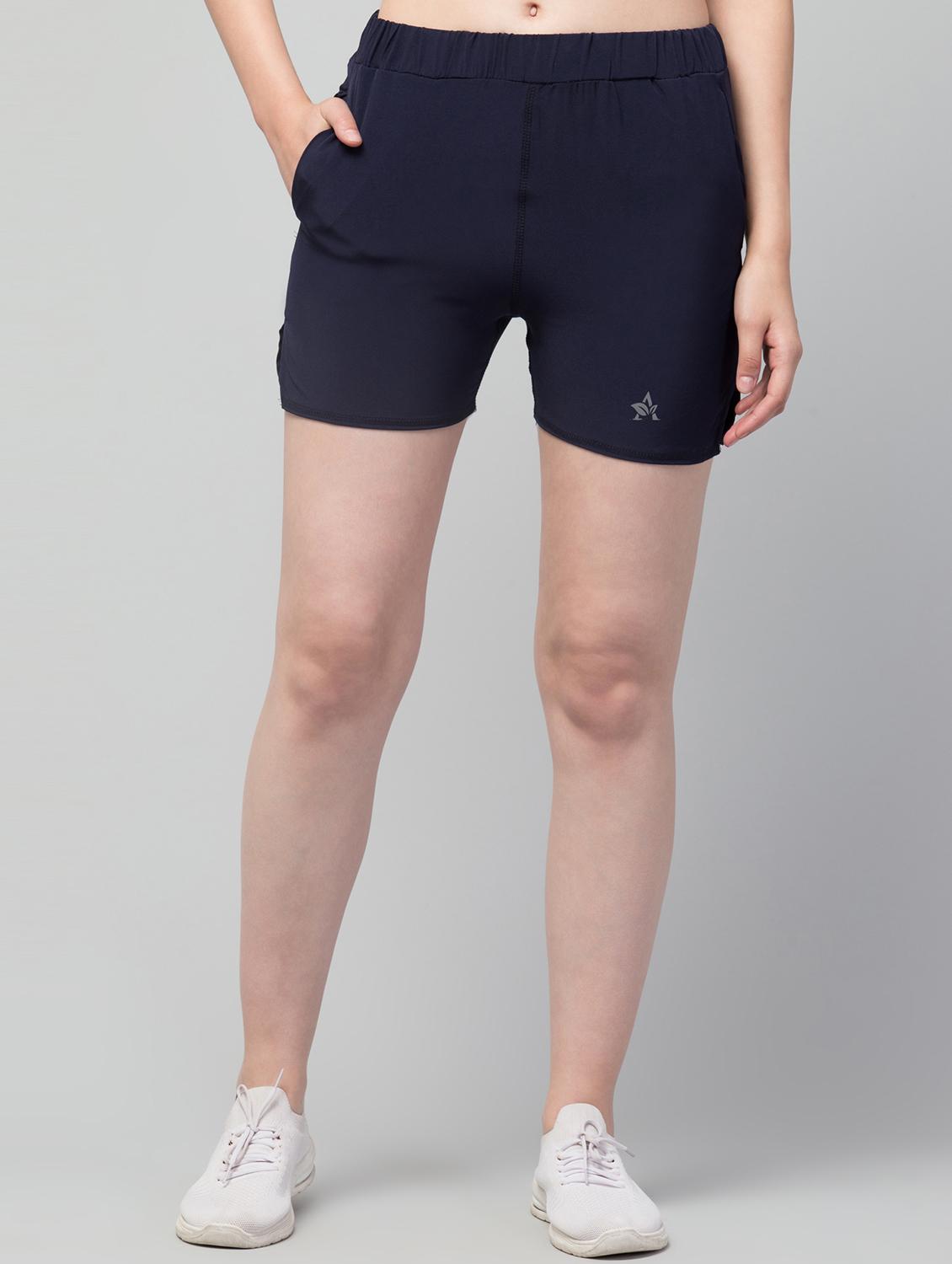 women's solid mid rise active wear shorts - 20830151 - Zoom Image - 0