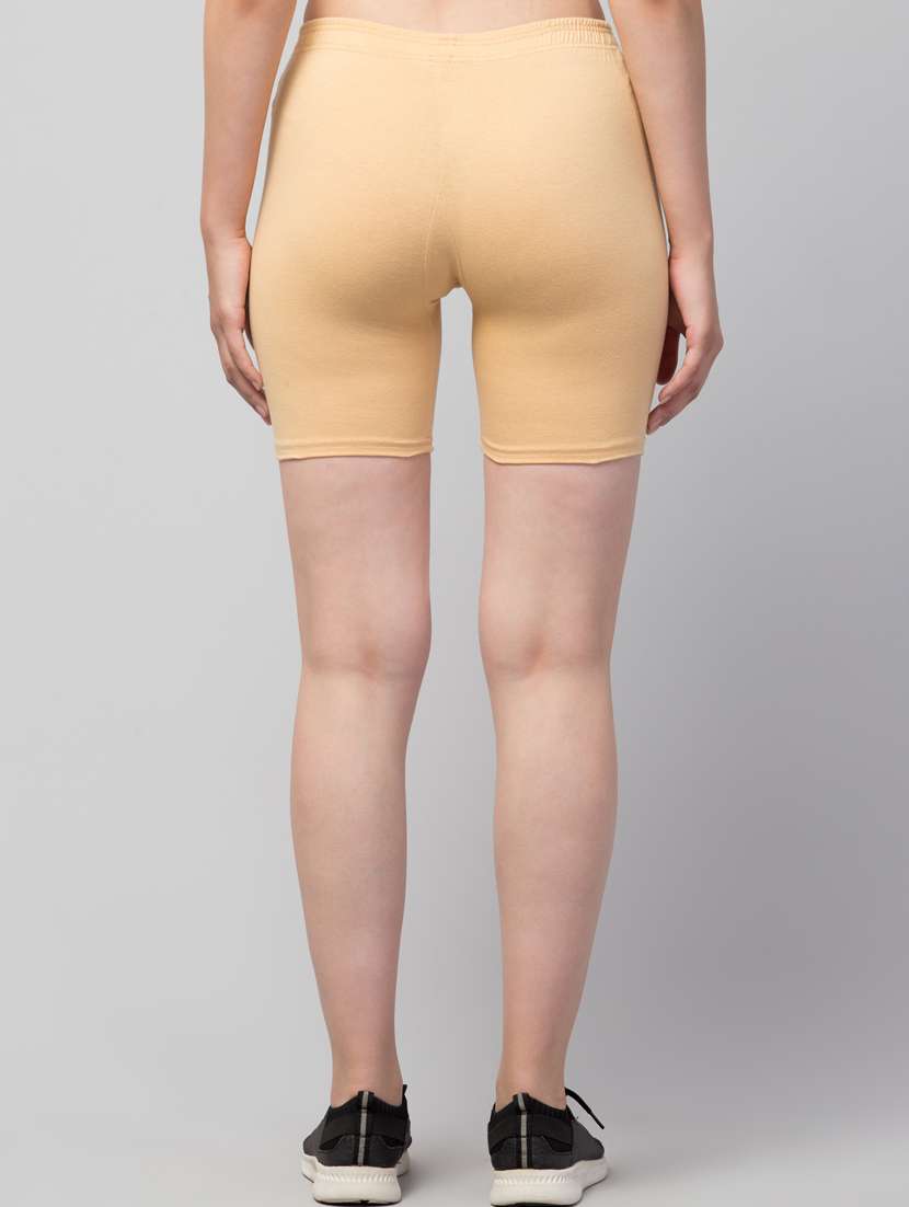 women's solid mid rise active wear shorts - 20830172 - Standard Image - 3