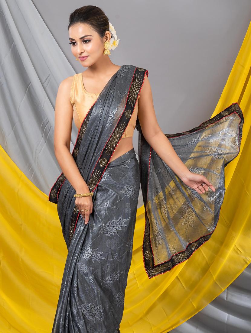 women printed bordered saree with blouse - 20830284 - Standard Image - 3