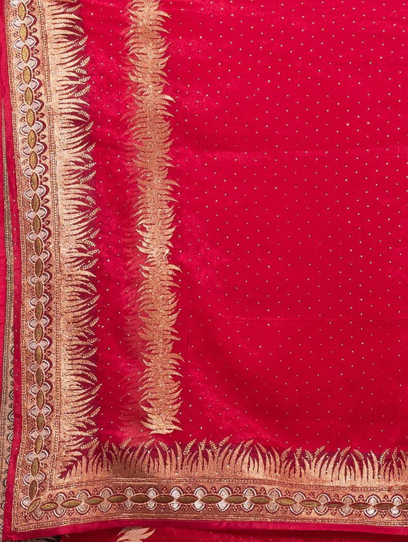women solid with work bordered saree with blouse - 20830288 - Standard Image - 5