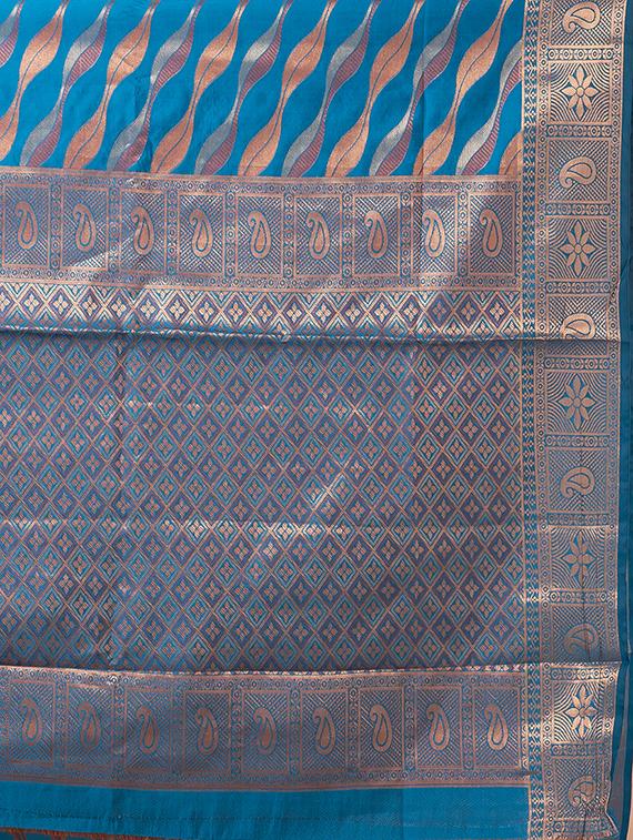 women light blue self design kanjivaram saree with blouse - 20830533 - Standard Image - 5
