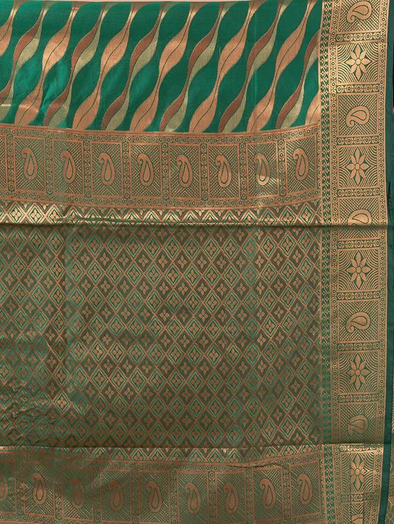 women green self design kanjivaram saree - 20830534 - Standard Image - 5