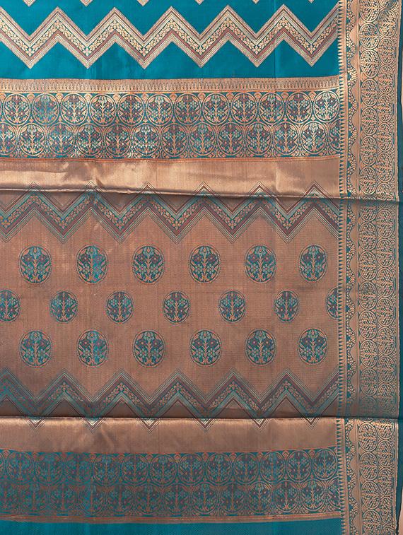 turquoise self design banarasi saree - 20830544 - Standard Image - 5