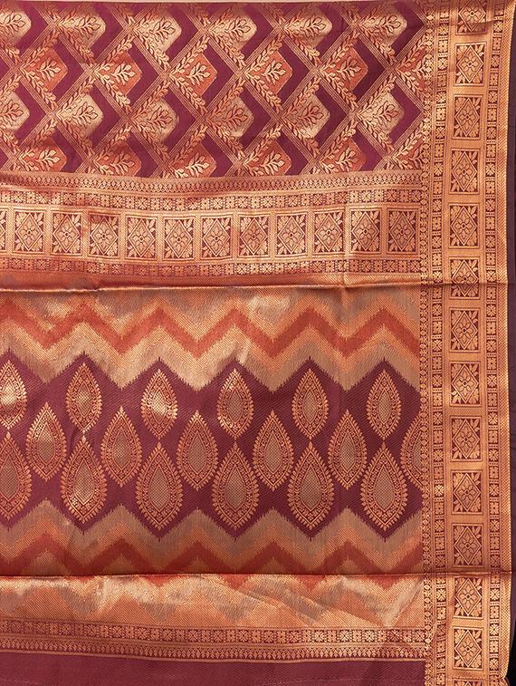 maroon self design banarasi saree with blouse - 20830548 - Standard Image - 5