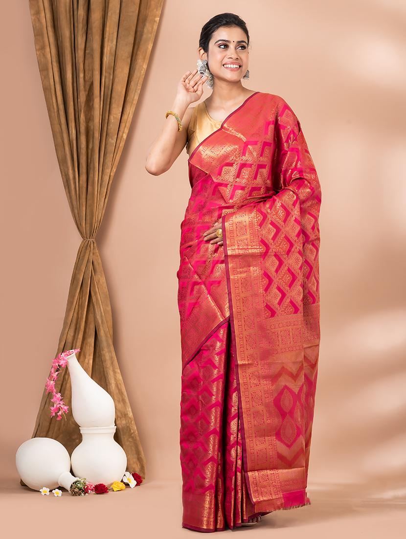 women red self design kanjivaram saree with blouse - 20830551 -  Zoom Image - 0