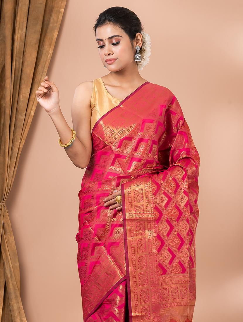 women red self design kanjivaram saree with blouse - 20830551 - Standard Image - 3