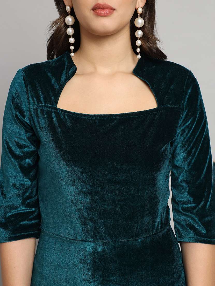 women solid three quarter sleeve bodycon dress - 20830734 - Standard Image - 5