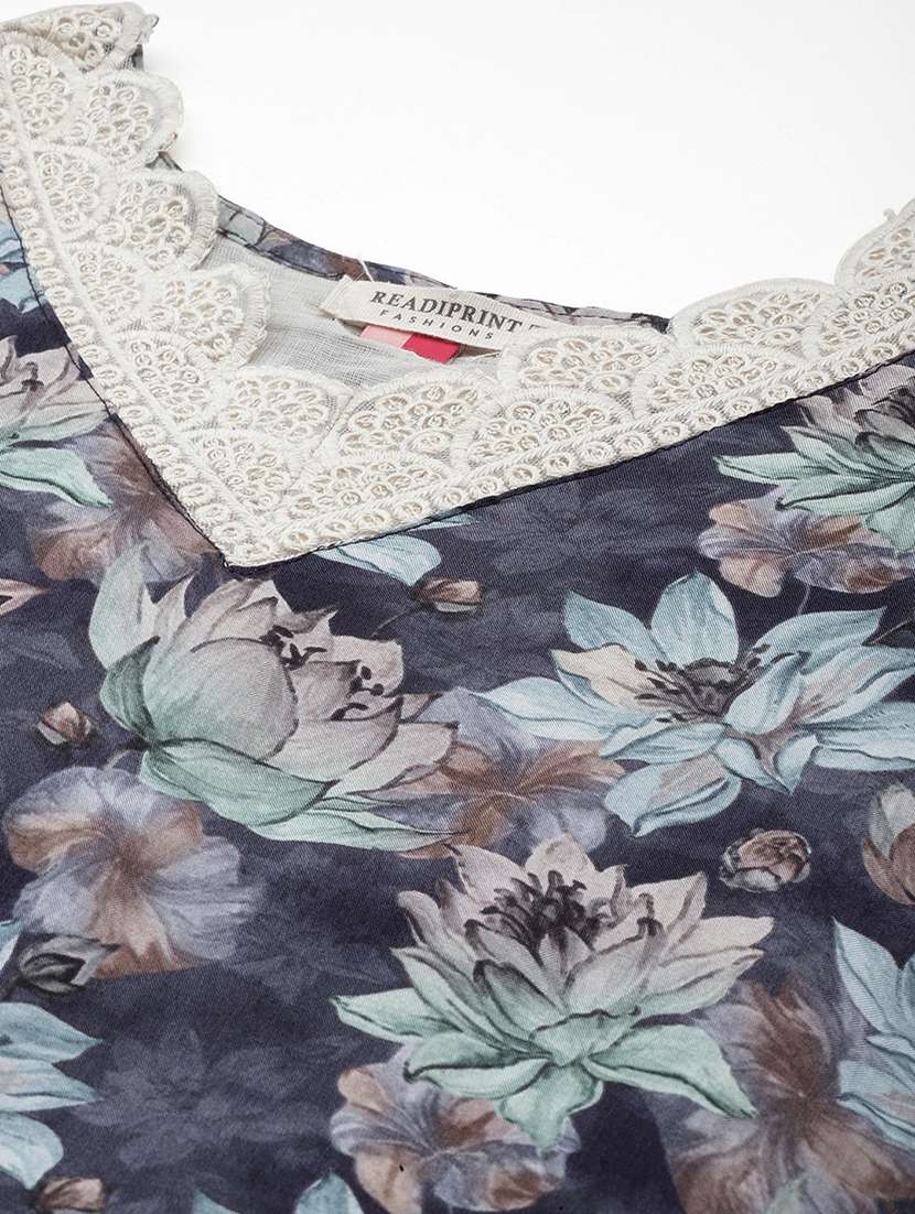 women floral v neck kurta pant set - 20831191 -  Standard Image - 5