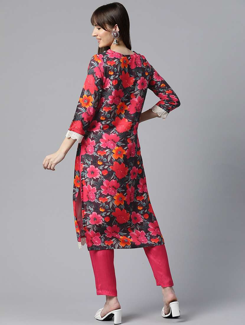 women purple floral printed kurta pant set - 20831192 -  Standard Image - 3