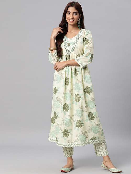 women floral round neck kurta pant set - 20831201 -  Standard Image - 0