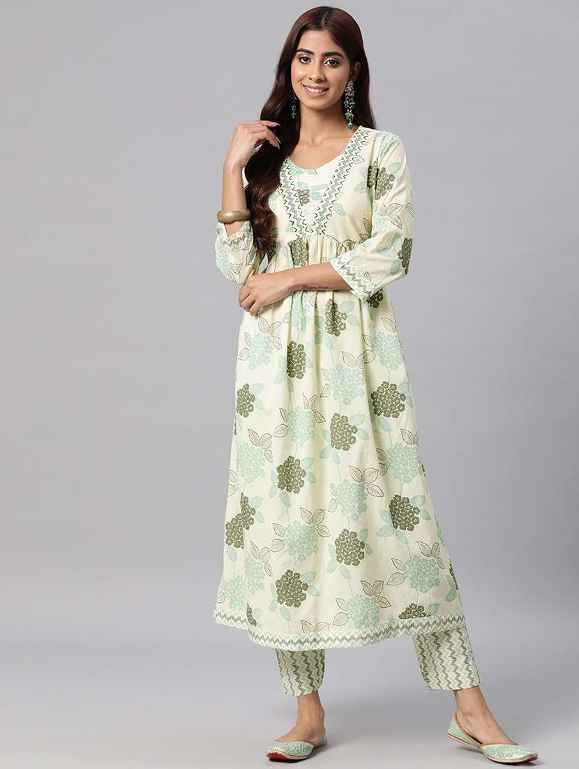 women floral round neck kurta pant set - 20831201 -  Zoom Image - 0