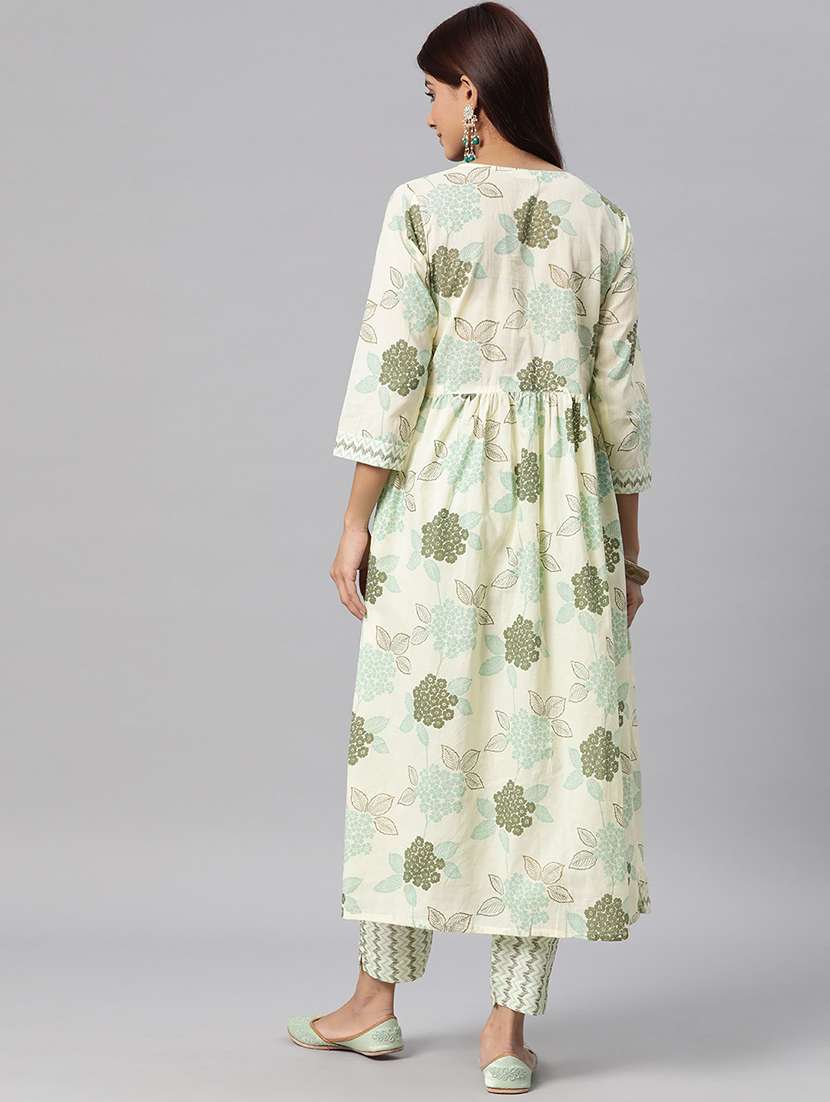 women floral round neck kurta pant set - 20831201 -  Standard Image - 3