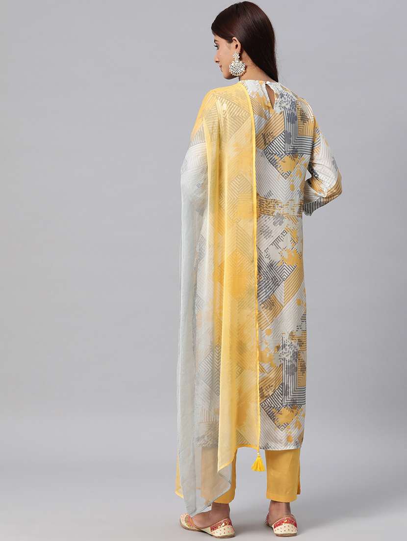 Women White Round Neck Kurta Pant Set With Dupatta - 20831222 -  Standard Image - 3