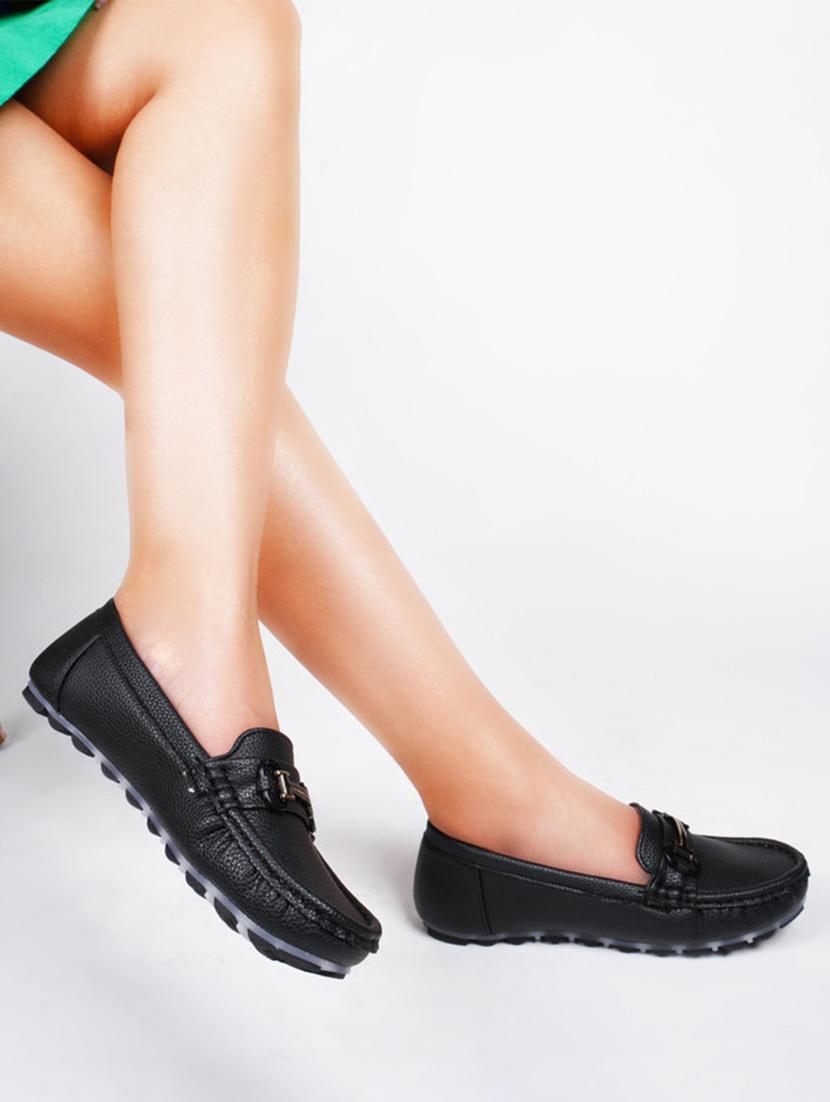 black pu slip on ballerina - 20831279 - Standard Image - 5