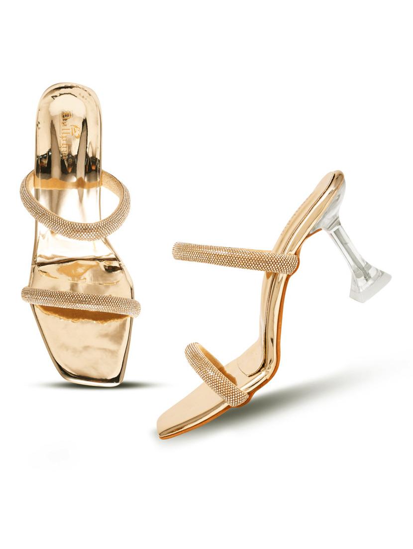 gold slip on heel sandal - 20831313 - Standard Image - 3