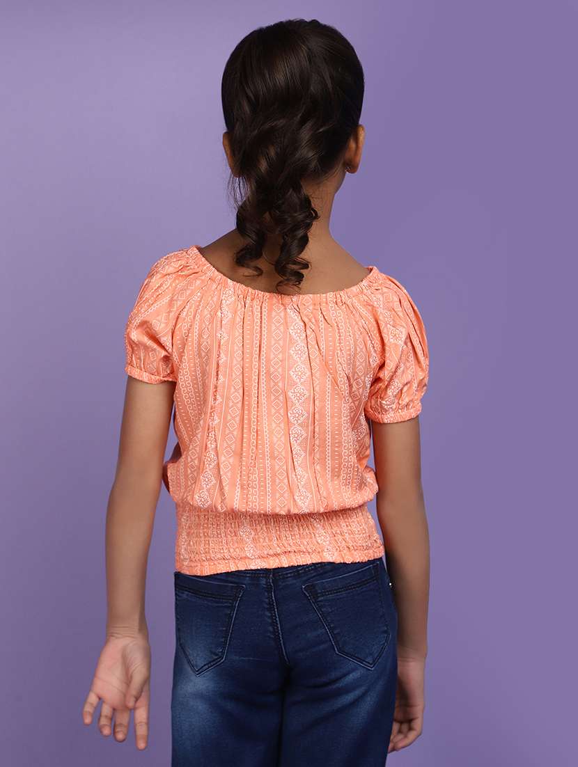 orange printed detailed casual top - 20831448 -  Standard Image - 3