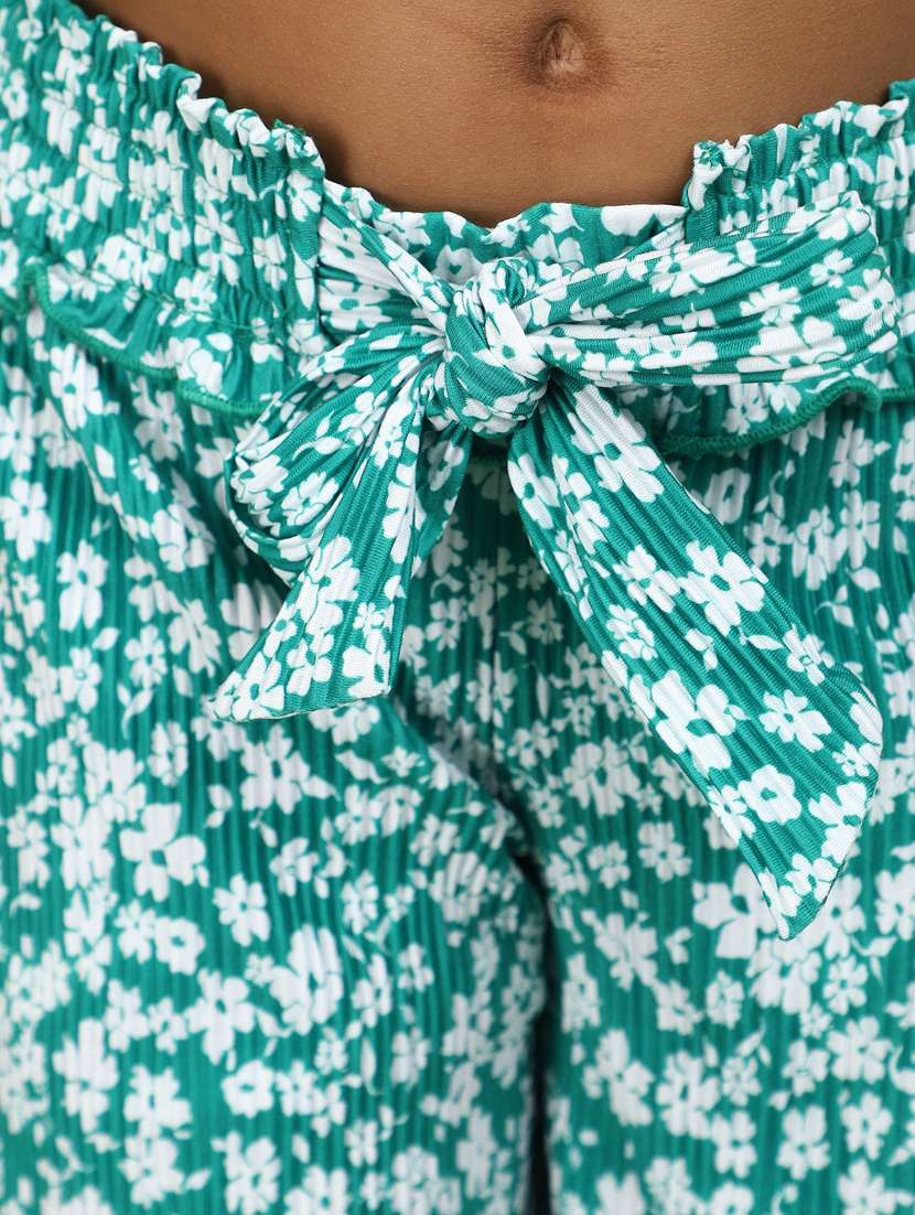 girls sea green floral printed palazzo - 20831535 -  Standard Image - 5