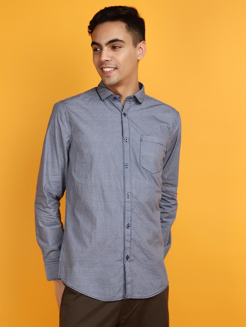 blue checkered casual shirt - 20831552 -  Zoom Image - 0