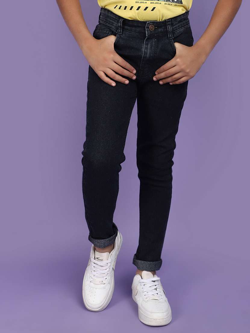 solid black denim jeans